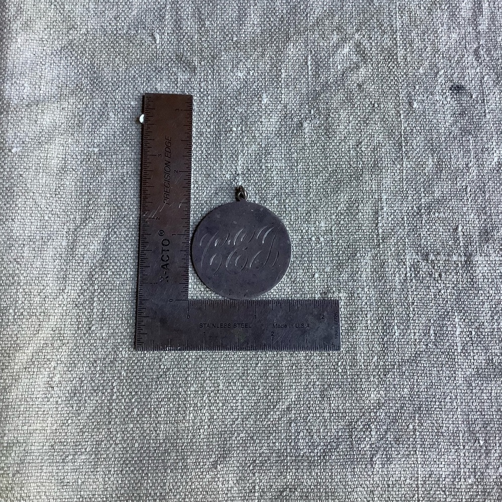 Vintage 1950s Silver Plate Monogrammed Large Charm - Picture 4 of 6